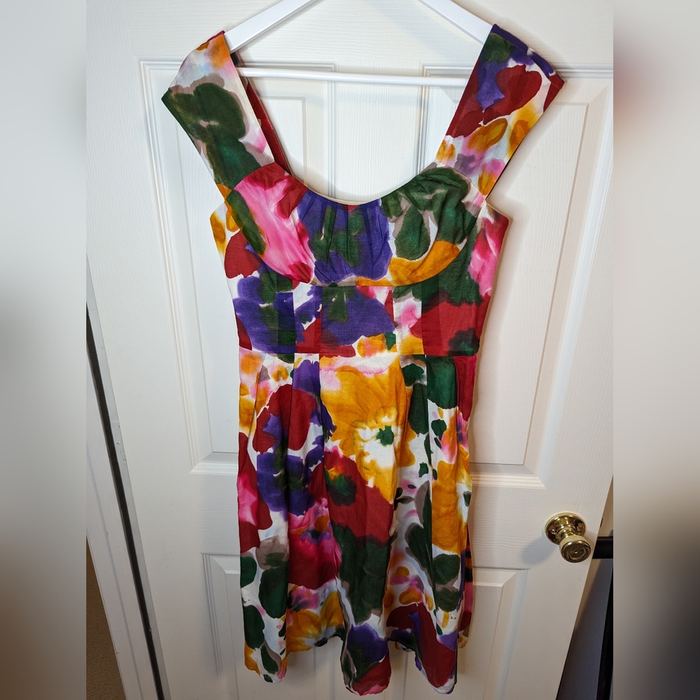 Calvin Klein dress watercolor floral print sleeveless (size tag missing)